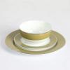 imageMartha Stewart Gracie Lane High Fired Porcelain Chip and Scratch Resistant Plates and Bowls Set White wGold Band Service for 4Olive Green w Gold Rim