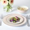 imageMartha Stewart Gracie Lane High Fired Porcelain Chip and Scratch Resistant Plates and Bowls Set White wGold Band Service for 4Pink w Gold Rim