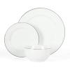 imageMartha Stewart Gracie Lane High Fired Porcelain Chip and Scratch Resistant Plates and Bowls Set White wGold Band Service for 4White w Gold Band