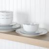 imageMartha Stewart Gracie Lane High Fired Porcelain Chip and Scratch Resistant Plates and Bowls Set White wGold Band Service for 4White w Gold Band