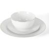 imageMartha Stewart Gracie Lane High Fired Porcelain Chip and Scratch Resistant Plates and Bowls Set White wGold Band Service for 4White w Gold Band