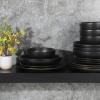 imageGibson Elite Island Cove 16 Piece Service for 4 Plates and Bowls Reactive Glaze Organic Round Dishes Stoneware Ceramic Dinnerware Set GreenBeckett Black