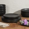imageGibson Elite Island Cove 16 Piece Service for 4 Plates and Bowls Reactive Glaze Organic Round Dishes Stoneware Ceramic Dinnerware Set GreenBeckett Black