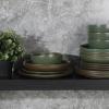 imageGibson Elite Island Cove 16 Piece Service for 4 Plates and Bowls Reactive Glaze Organic Round Dishes Stoneware Ceramic Dinnerware Set GreenBeckett Green