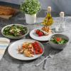 imageGibson Elite Island Cove 16 Piece Service for 4 Plates and Bowls Reactive Glaze Organic Round Dishes Stoneware Ceramic Dinnerware Set GreenBeckett Linen White