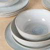 imageGibson Elite Island Cove 16 Piece Service for 4 Plates and Bowls Reactive Glaze Organic Round Dishes Stoneware Ceramic Dinnerware Set GreenBlue Swirl