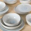 imageGibson Elite Island Cove 16 Piece Service for 4 Plates and Bowls Reactive Glaze Organic Round Dishes Stoneware Ceramic Dinnerware Set GreenBlue Swirl