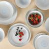 imageGibson Elite Island Cove 16 Piece Service for 4 Plates and Bowls Reactive Glaze Organic Round Dishes Stoneware Ceramic Dinnerware Set GreenBlue Swirl