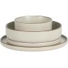 imageGibson Elite Island Cove 16 Piece Service for 4 Plates and Bowls Reactive Glaze Organic Round Dishes Stoneware Ceramic Dinnerware Set GreenGelston Cream