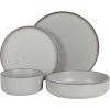 imageGibson Elite Island Cove 16 Piece Service for 4 Plates and Bowls Reactive Glaze Organic Round Dishes Stoneware Ceramic Dinnerware Set GreenGelston Grey