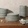 imageGibson Elite Island Cove 16 Piece Service for 4 Plates and Bowls Reactive Glaze Organic Round Dishes Stoneware Ceramic Dinnerware Set GreenGelston Green