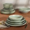 imageGibson Elite Island Cove 16 Piece Service for 4 Plates and Bowls Reactive Glaze Organic Round Dishes Stoneware Ceramic Dinnerware Set GreenIsland Green