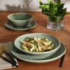 imageGibson Elite Island Cove 16 Piece Service for 4 Plates and Bowls Reactive Glaze Organic Round Dishes Stoneware Ceramic Dinnerware Set GreenIsland Green