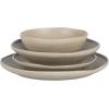 imageGibson Elite Island Cove 16 Piece Service for 4 Plates and Bowls Reactive Glaze Organic Round Dishes Stoneware Ceramic Dinnerware Set GreenLight Grey