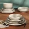 imageGibson Elite Island Cove 16 Piece Service for 4 Plates and Bowls Reactive Glaze Organic Round Dishes Stoneware Ceramic Dinnerware Set GreenLight Grey