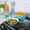 imageSpice by Tia Mowry Savory Saffron 5 QT Healthy Nonstick Ceramic Dutch Oven W Stainless Steel Steamer Insert and Lid  TealAqua Blue