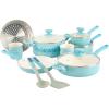 imageSpice by Tia Mowry Savory Saffron 5 QT Healthy Nonstick Ceramic Dutch Oven W Stainless Steel Steamer Insert and Lid  TealAqua Blue