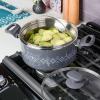 imageSpice by Tia Mowry Savory Saffron 5 QT Healthy Nonstick Ceramic Dutch Oven W Stainless Steel Steamer Insert and Lid  TealGray