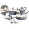 imageSpice by Tia Mowry Savory Saffron 5 QT Healthy Nonstick Ceramic Dutch Oven W Stainless Steel Steamer Insert and Lid  TealGray