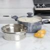 imageSpice by Tia Mowry Savory Saffron 5 QT Healthy Nonstick Ceramic Dutch Oven W Stainless Steel Steamer Insert and Lid  TealGray