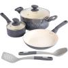 imageSpice by Tia Mowry Savory Saffron 5 QT Healthy Nonstick Ceramic Dutch Oven W Stainless Steel Steamer Insert and Lid  TealGray