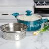 imageSpice by Tia Mowry Savory Saffron 5 QT Healthy Nonstick Ceramic Dutch Oven W Stainless Steel Steamer Insert and Lid  TealTeal