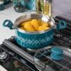 imageSpice by Tia Mowry Savory Saffron 5 QT Healthy Nonstick Ceramic Dutch Oven W Stainless Steel Steamer Insert and Lid  TealTeal