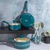 imageSpice by Tia Mowry Savory Saffron 5 QT Healthy Nonstick Ceramic Dutch Oven W Stainless Steel Steamer Insert and Lid  TealTeal