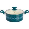 imageSpice by Tia Mowry Savory Saffron 5 QT Healthy Nonstick Ceramic Dutch Oven W Stainless Steel Steamer Insert and Lid  TealTeal