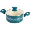 imageSpice by Tia Mowry Savory Saffron 5 QT Healthy Nonstick Ceramic Dutch Oven W Stainless Steel Steamer Insert and Lid  TealTeal