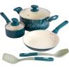 imageSpice by Tia Mowry Savory Saffron 5 QT Healthy Nonstick Ceramic Dutch Oven W Stainless Steel Steamer Insert and Lid  TealTeal