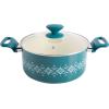imageSpice by Tia Mowry Savory Saffron 5 QT Healthy Nonstick Ceramic Dutch Oven W Stainless Steel Steamer Insert and Lid  TealTeal