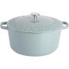 imageSpice by Tia Mowry Savory Saffron 6Qt Cast Iron Dutch Oven wEmbossed Lid  Aqua Blue 6QuartAqua Blue