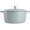 imageSpice by Tia Mowry Savory Saffron 6Qt Cast Iron Dutch Oven wEmbossed Lid  Aqua Blue 6QuartAqua Blue