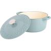 imageSpice by Tia Mowry Savory Saffron 6Qt Cast Iron Dutch Oven wEmbossed Lid  Aqua Blue 6QuartAqua Blue