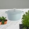 imageSpice by Tia Mowry Savory Saffron 6Qt Cast Iron Dutch Oven wEmbossed Lid  Aqua Blue 6QuartAqua Blue