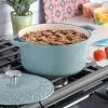 imageSpice by Tia Mowry Savory Saffron 6Qt Cast Iron Dutch Oven wEmbossed Lid  Aqua Blue 6QuartAqua Blue