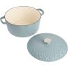 imageSpice by Tia Mowry Savory Saffron 6Qt Cast Iron Dutch Oven wEmbossed Lid  Aqua Blue 6QuartAqua Blue
