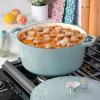 imageSpice by Tia Mowry Savory Saffron 6Qt Cast Iron Dutch Oven wEmbossed Lid  Aqua Blue 6QuartAqua Blue