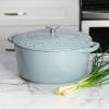 imageSpice by Tia Mowry Savory Saffron 6Qt Cast Iron Dutch Oven wEmbossed Lid  Aqua Blue 6QuartAqua Blue