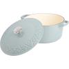 imageSpice by Tia Mowry Savory Saffron 6Qt Cast Iron Dutch Oven wEmbossed Lid  Aqua Blue 6QuartAqua Blue