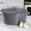 imageSpice by Tia Mowry Savory Saffron 6Qt Cast Iron Dutch Oven wEmbossed Lid  Aqua Blue 6QuartGray