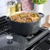 imageSpice by Tia Mowry Savory Saffron 6Qt Cast Iron Dutch Oven wEmbossed Lid  Aqua Blue 6QuartGray
