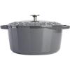 imageSpice by Tia Mowry Savory Saffron 6Qt Cast Iron Dutch Oven wEmbossed Lid  Aqua Blue 6QuartGray
