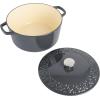 imageSpice by Tia Mowry Savory Saffron 6Qt Cast Iron Dutch Oven wEmbossed Lid  Aqua Blue 6QuartGray