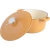 imageSpice by Tia Mowry Savory Saffron 6Qt Cast Iron Dutch Oven wEmbossed Lid  Aqua Blue 6QuartHoney Gold