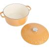 imageSpice by Tia Mowry Savory Saffron 6Qt Cast Iron Dutch Oven wEmbossed Lid  Aqua Blue 6QuartHoney Gold
