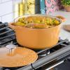 imageSpice by Tia Mowry Savory Saffron 6Qt Cast Iron Dutch Oven wEmbossed Lid  Aqua Blue 6QuartHoney Gold