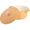 imageSpice by Tia Mowry Savory Saffron 6Qt Cast Iron Dutch Oven wEmbossed Lid  Aqua Blue 6QuartHoney Gold