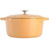 imageSpice by Tia Mowry Savory Saffron 6Qt Cast Iron Dutch Oven wEmbossed Lid  Aqua Blue 6QuartHoney Gold